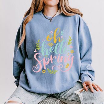 Simply Sage Market Oh Hello Spring Lightweight Garment Dyed Sweatshirt