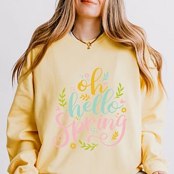 Simply Sage Market Oh Hello Spring Lightweight Garment Dyed Sweatshirt
