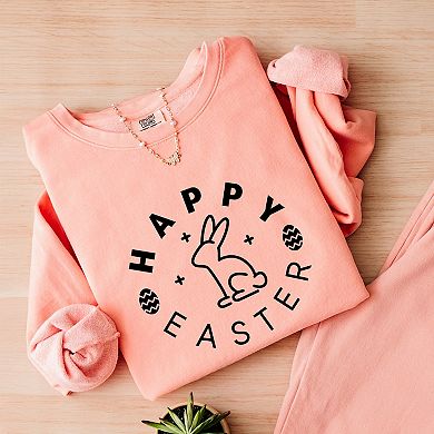 Simply Sage Market Happy Easter Eggs Lightweight Garment Dyed Sweatshirt