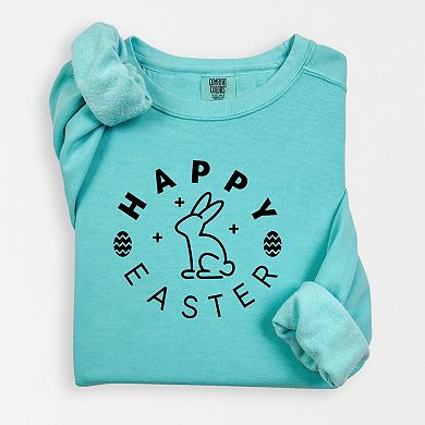 Simply Sage Market Happy Easter Eggs Lightweight Garment Dyed Sweatshirt