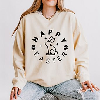 Simply Sage Market Happy Easter Eggs Lightweight Garment Dyed Sweatshirt