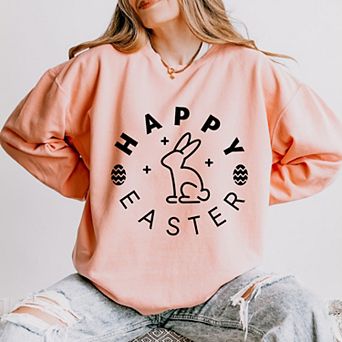 Simply Sage Market Happy Easter Eggs Lightweight Garment Dyed Sweatshirt