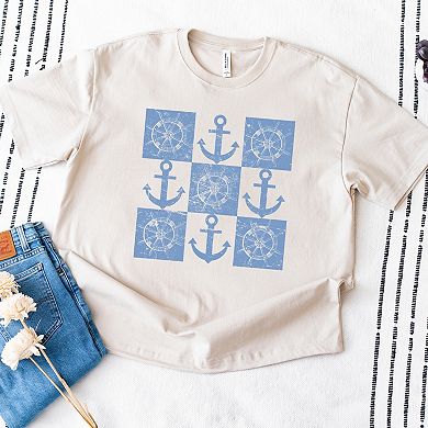 Anchor Wheel Grid - Womens Heavyweight Tee