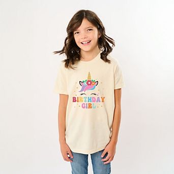 The Juniper Shop Birthday Girl Unicorn Youth Short Sleeve Tee
