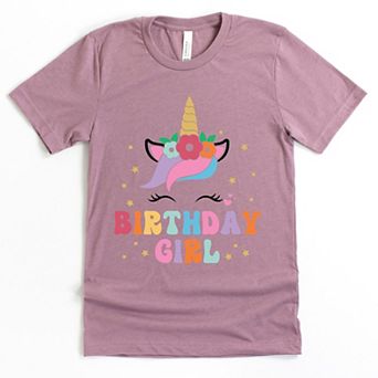 The Juniper Shop Birthday Girl Unicorn Youth Short Sleeve Tee
