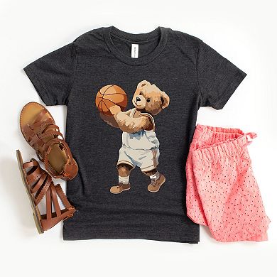 The Juniper Shop Watercolor Basketball Bear Youth Short Sleeve Tee