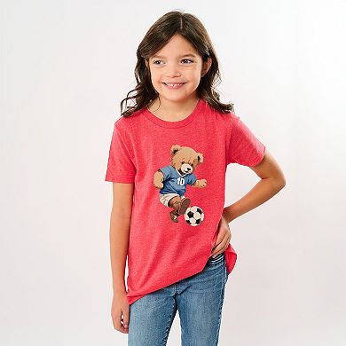 The Juniper Shop Watercolor Soccer Bear Youth Short Sleeve Tee