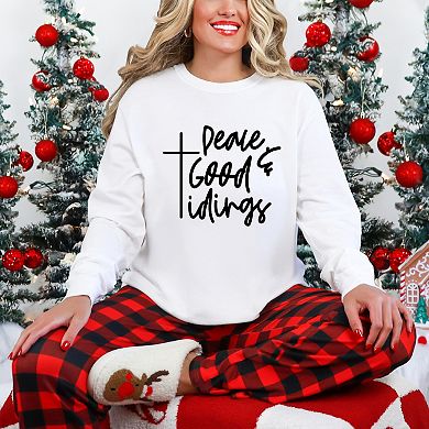 Simply Sage Market Good Tidings Cursive Garment Dyed Long Sleeve