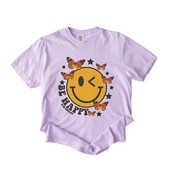 Simply Sage Market S.W.Smiley Be Happy Butterflies Garment Dyed Tee
