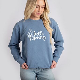 Hello Spring Flowers - Women's Lightweight Garment Dyed Sweatshirt