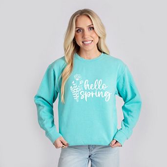 Hello Spring Flowers - Women's Lightweight Garment Dyed Sweatshirt