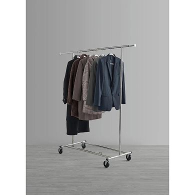 Adjustable & Rolling Commercial Grade Foldable Garment Rack