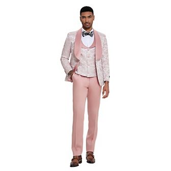 Men’s Skinny-Fit 3 pc Paisley Suit with Satin Shawl Lapel & Matching Vest
