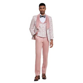 Men’s Skinny-Fit 3 pc Paisley Suit with Satin Shawl Lapel & Matching Vest