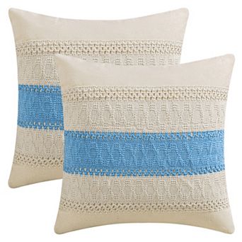 2 pc Geometry Weave Throw Pillow Covers for Sofa Living Room Boho Farmhouse Decor