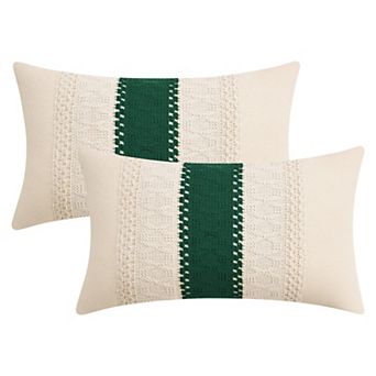2 pc Geometry Weave Throw Pillow Covers for Sofa Living Room Boho Farmhouse Decor