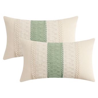 2 pc Geometry Weave Throw Pillow Covers for Sofa Living Room Boho Farmhouse Decor