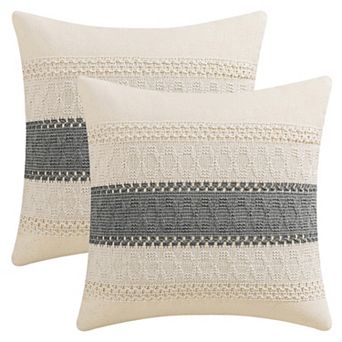 2 pc Geometry Weave Throw Pillow Covers for Sofa Living Room Boho Farmhouse Decor
