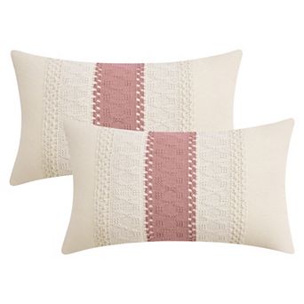 2 pc Geometry Weave Throw Pillow Covers for Sofa Living Room Boho Farmhouse Decor