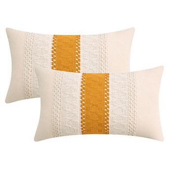 2 pc Geometry Weave Throw Pillow Covers for Sofa Living Room Boho Farmhouse Decor
