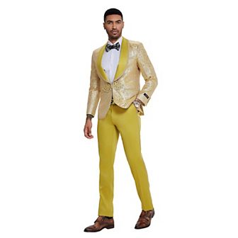Men’s Skinny-Fit 2 pc Paisley Suit with Satin Shawl Collar