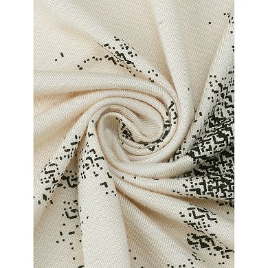 Women's Longewear Button Up Tencel Floral Ink Wash Pattern Short Sleeve Notched Collar Pants Set