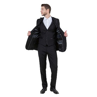 Men's 3pc Slim-Fit Tuxedo Set Peak Lapel w/ Satin Trim