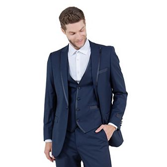 Men's 3 pc Slim-Fit Tuxedo Set Peak Lapel w/ Satin Trim