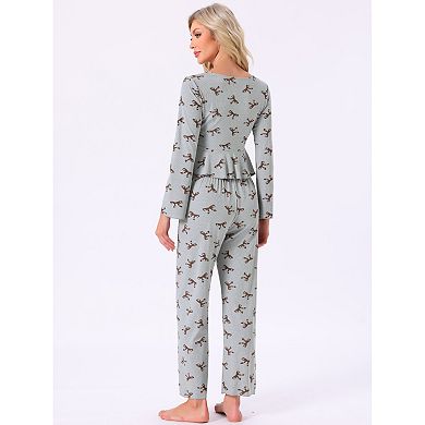 Women's 3 Piece Pajama Set Cami Tank Top Long Pants and V-Neck Long Sleeve Cardigan Loungewear Sets