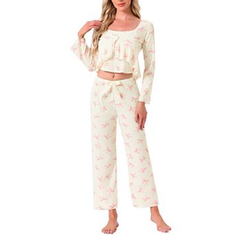 Women's 3 pc Pajama Set Cami Tank Top Long Pants and V-Neck Long Sleeve Cardigan Loungewear Sets