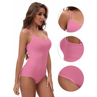 Womens' V Neck Seamless Sleeveless Bodysuit Shapewear Tummy Control Briefs Body Shaper