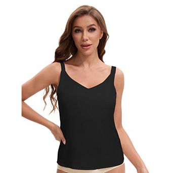 Women's V Neck Cami Vest Wide Strap Light Loose Fit Sleeveless Tank Camisoles