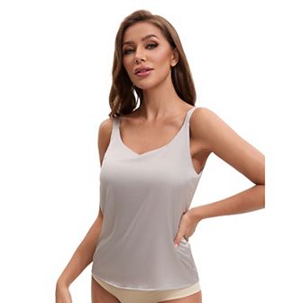 Women's V Neck Cami Vest Wide Strap Light Loose Fit Sleeveless Tank Camisoles