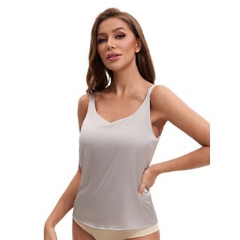 Women's V Neck Cami Vest Wide Strap Light Loose Fit Sleeveless Tank Camisoles