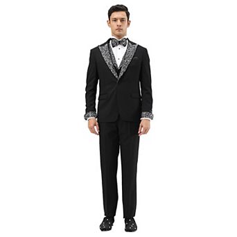 Men's Skinny-Fit 3 pc Tuxedo with Stone-Studded Peak Lapel