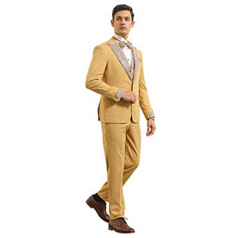 Men's Skinny-Fit 3 pc Tuxedo with Stone-Studded Peak Lapel