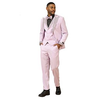 Men's Skinny-Fit 3 pc Tuxedo with Stone-Studded Peak Lapel