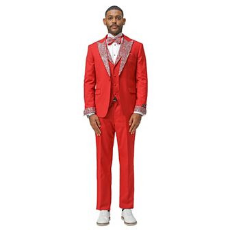 Men's Skinny-Fit 3 pc Tuxedo with Stone-Studded Peak Lapel