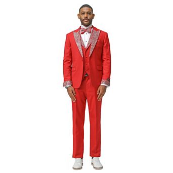 Men's Skinny-Fit 3 pc Tuxedo with Stone-Studded Peak Lapel
