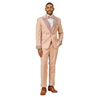 Men's Skinny-Fit 3 pc Tuxedo with Stone-Studded Peak Lapel