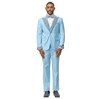 Men's Skinny-Fit 3 pc Tuxedo with Stone-Studded Peak Lapel
