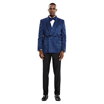 Tazzio Double-Breasted 2 pc Paisley Suit Set w/ Belt