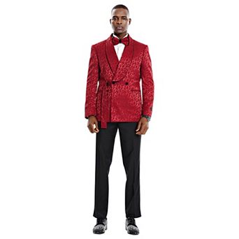 Tazzio Double-Breasted 2 pc Paisley Suit Set w/ Belt