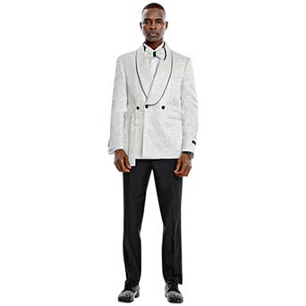 Tazzio Double-Breasted 2 pc Paisley Suit Set w/ Belt