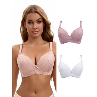 3 pc for Women's Lace Full Coverage Adjustable Strap Push Up Bras, Available in Plus Size