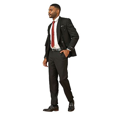 Tazzio Skinny-Fit Double-Breasted 2-Piece Suit with Wide Shawl Collar