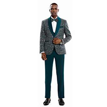 Men’s Skinny-Fit 3 pc Fashion Suit with Double-Breasted Vest & Shawl Collar