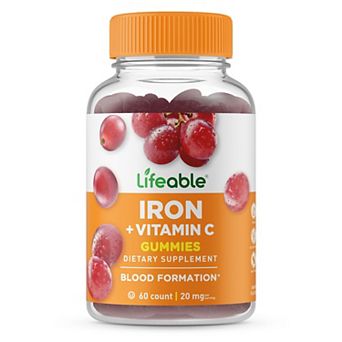 Lifeable® Iron 20 mg with Vitamin C Gummies - Healthy Iron Levels - 60 Gummies