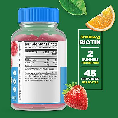 Lifeable® Sugar Free Biotin 5000 mcg Gummies for Kids - Hair Skin and Nails - 90 Gummies
