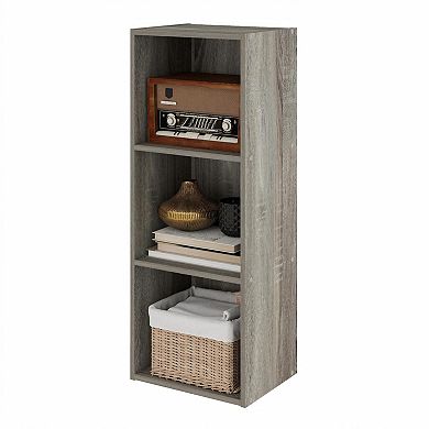 Furinno Luder 3-Tier Cube 31.5" Wood Bookcase, Small Bookshelf for Home Office & Bedroom, Gray
